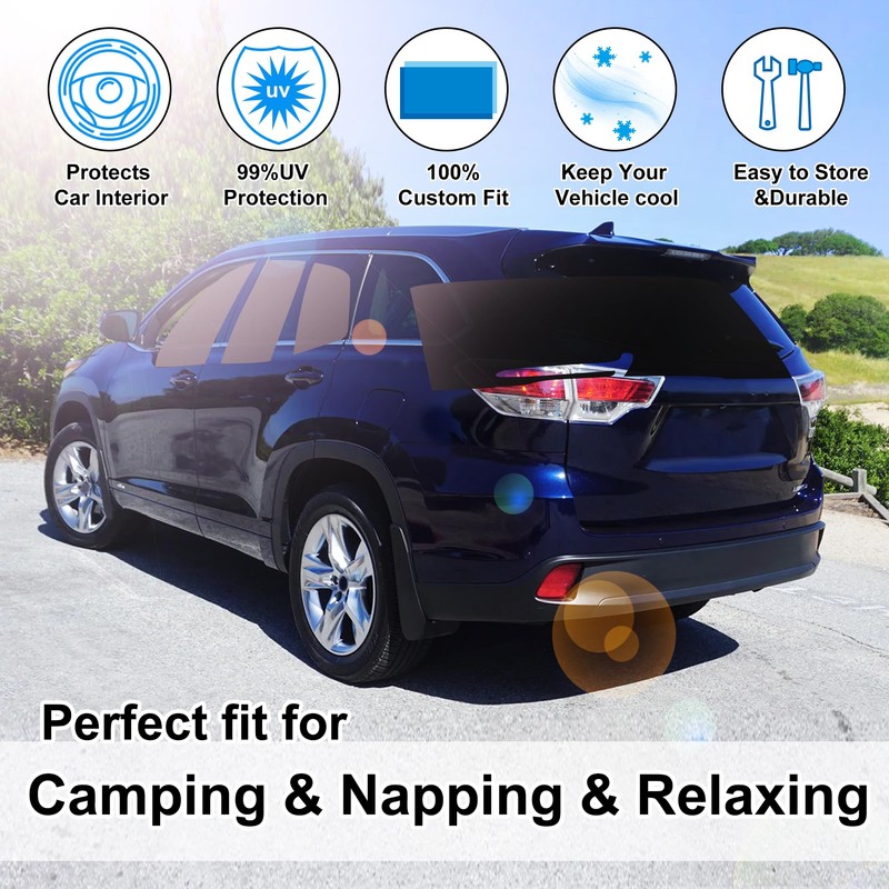 TINGLU Window Shades for Toyota Highlander 2014-2019 Accessories Side Full