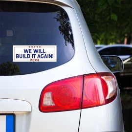 Tampa Printing 100 PACK 3.375"x9" TRUMP WE WILL BUILD IT Sticker Decal Humor Funny Gift BS0199