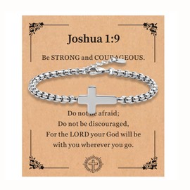 FAOYUDAWEI Cross Bracelet for Women Men, Stainless Steel Chain Link Bracelet Cross Charms Faith Easter Religious Christian God Jesus Communion Confirmation Baptism Men's bracelets Jewelry Gift SJ