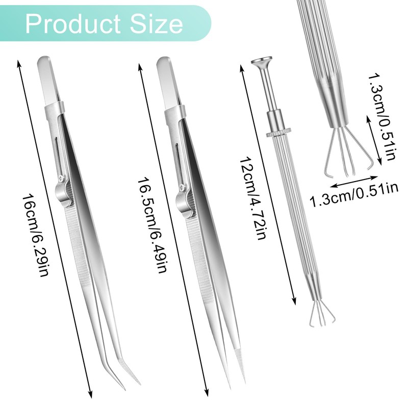 Bewudy 3Pcs Piercing Ball Grabber Tool Set, Diamond Tweezers Jewelers