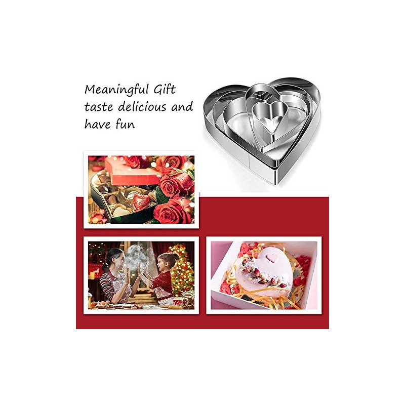 Plouluyt 5 Piece Heart Shape Cookie Cutter Set Valentine Cookie