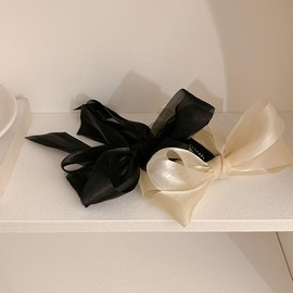 Black Bow Banana Clip,Sweet Vertical Clip Ponytail Holder Cute Ribbon Bow Banana Clip for Wavy, Curly, Straight Hair for Women Hair Accessories Clips and Barrettes