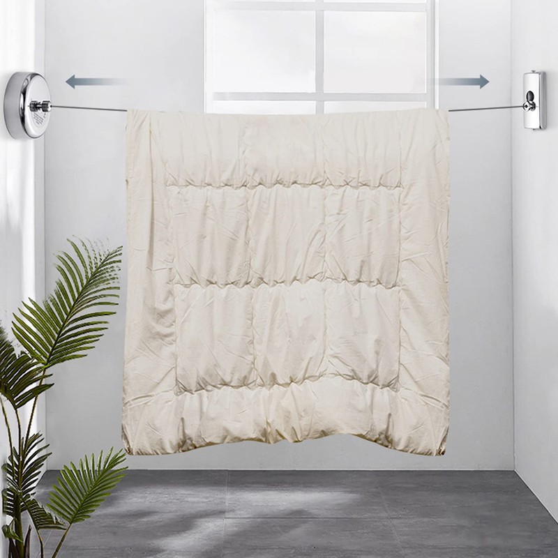 Retractable Washing Line, 304 Stainless Steel, Retractable Clothesline, 2.8 m