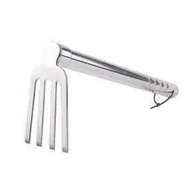 LUBAN Stainless Steel Garden Cultivator Metal Hand Weather Resistant Hand Tool 15-Inch Lightweight 4 prongs Rake for Weeding Seeding Turning Soil