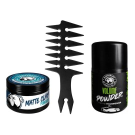 Kit Cabello Mate Cera Polvo Voluminizador Peine Textura