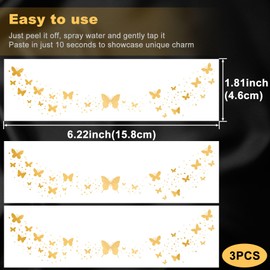 SmallCat 3 Sheets Glitter Freckles Face Tattoo Stickers, Butterfly Glitter Makeup for Women, Waterproof Sparkle freckles, Faux Temporary Freckles for Face Body for Christmas Festivals Parties - Gold