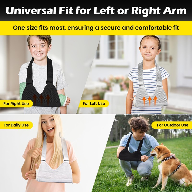 Arm Sling Shoulder Immobilizer with Removable Metal Splints, Rotator Cuff