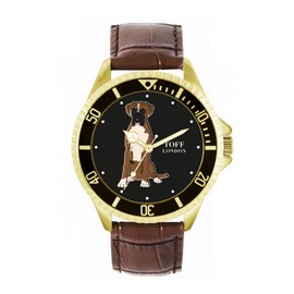 Toff London Mens Brown and White Boxer Dog Watch