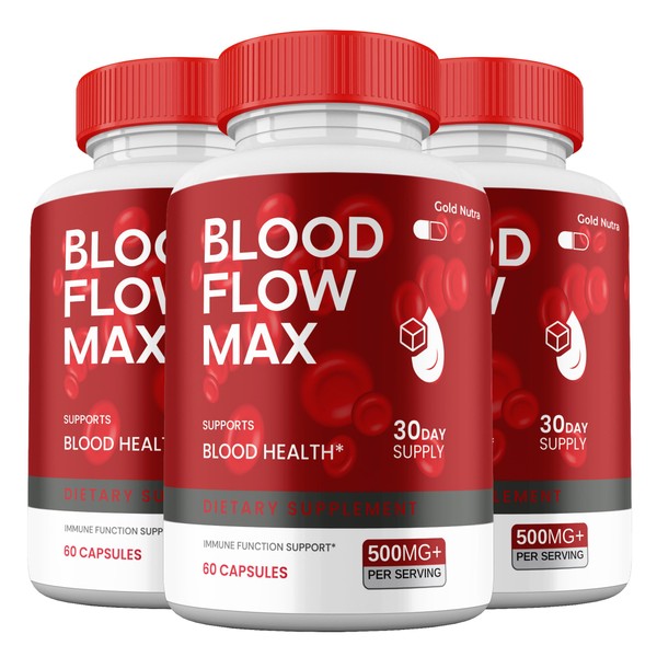 (3 Pack) Blood Flow Max, Maximum Strength Supplement, Official Blood
