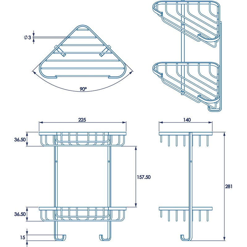 Croydex Small Two Tier Corner Basket - Bathroom Storage Solution,