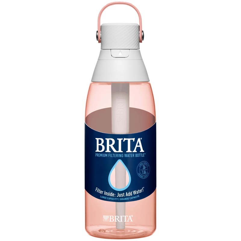 Brita Hard-Sided Plastic Premium Filtering Water Bottle, BPA-Free, Reusable, Replaces