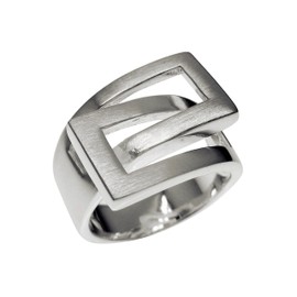 SILBERMOOS Damen Ring elegant ineinander umschlungen 925 Sterling Silber, Größe:56