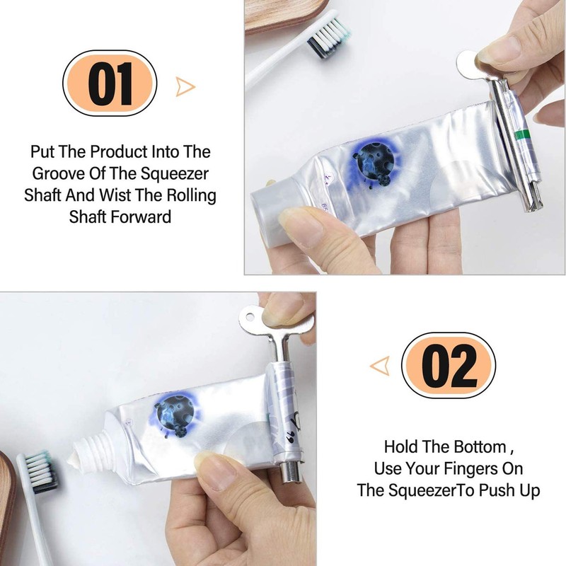 8 Pieces Metal Toothpaste Squeezer, Tube Squeezer, Stainless Steel, Roll