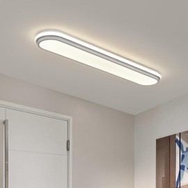 Naroume Smart LED Ceiling Light,36.2In Dimmable Modern Metal Linear LED Ceiling Lamp,Flush Mount Wraparound Shape Lighting Fixture with Remote Control for Kitchen Dining Room & Laundry 55W