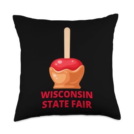 Wisconsin State Fair Caramel Apple Candy County Fair Throw Pillow