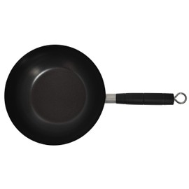 IMUSA USA 9.5" Traditional Carbon Steel Nonstick Coated Wok with Bakelite Handle