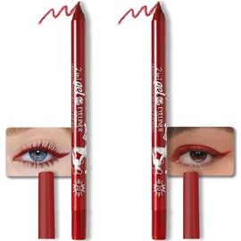 evpct 2Pcs Red Color Gel Glitter Eyeliner Pencils Set for Women Waterline Waterproof Smudge Proof lapiz de ojos delineador de ojos contra el agua Eye Liner Makeup