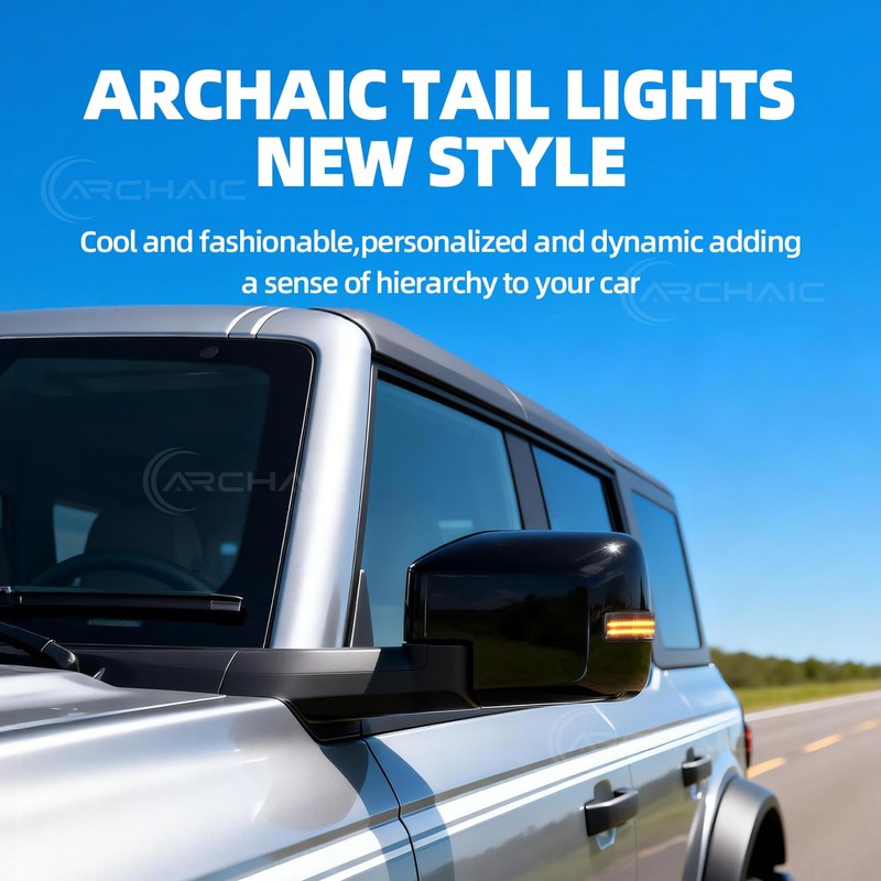 Archaic Dual light Strips Side Mirror Lights Compatible for Ford