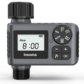 Insoma Outdoor Garden Hose Faucet Timers, Programmable Water Sprinkler Timer with Rain Delay/Manual/Automatic Drip Irrigation and Lawn Watering System for Yard, 1 Outlet