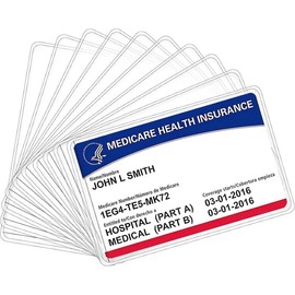 New Medicare Card Holder Protector Sleeves，12Mil Clear PVC Waterproof Medical/Credit Card, Business/Social Security Card Protector - Number of Items: 10