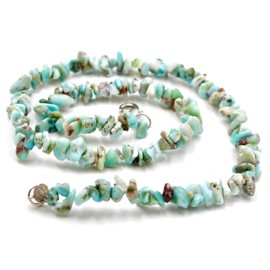 Taddart Minerals - Light blue sliver necklace made from natural gemstone Larimar with 45 cm length - handmade, Brass, Larimar