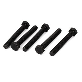 uxcell M10x75mm Grade 8.8 Fully Thread External Hex Cap Screw Fastener Bolt Black 5pcs