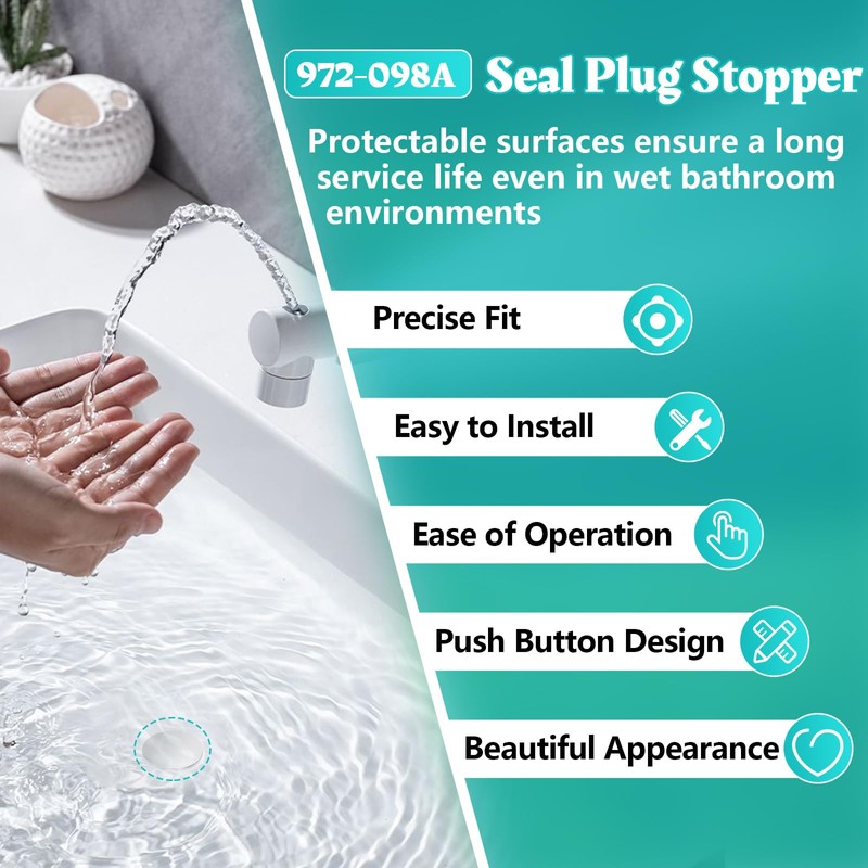 Sthovd 972-098A Seal Plug Stopper for Drain Sink Plug Part