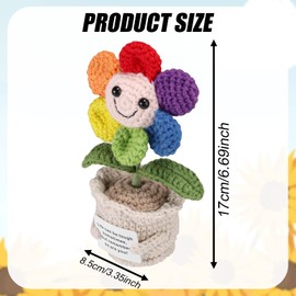 TOYMIS Positive Sunflower, Multi-Color Sunflower Crochet Emotional Doll Support Positive Plant Crochet for Encouraging Gift Home Office Decor Back to School Gift
