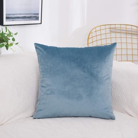 YunJeude Cushion Covers 40x40cm Nordic Set of 3 Fashion Cute Velvet Solid Modern Antique Natural Zipper Home Decor Car Room Decor Sofa Cushion Covers (40x40, Blue)