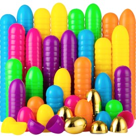 JOYIN 1000PCS Easter Eggs, Plastic 2.3" 994PCS Colorful with 6PCS Golden Eggs Bulk Empty Fillable for Easter Hunt Party Favor Basket Stuffers Filler Classroom Prize Supplies Decor