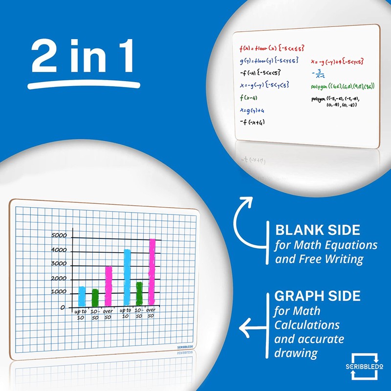 SCRIBBLEDO Dry Erase Grid Whiteboard 9" x 12" Double Sided