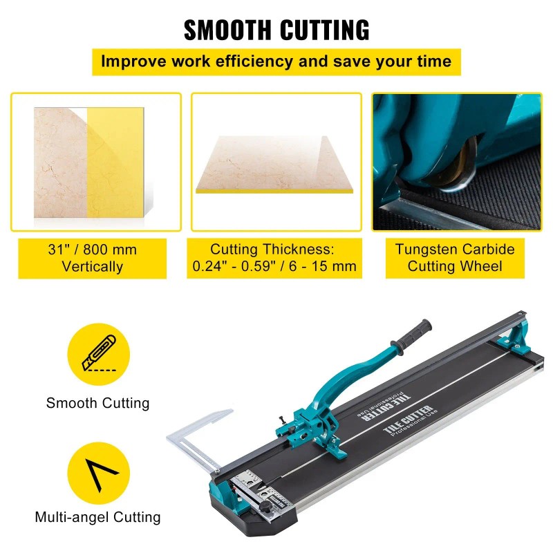 31 Inch Manual Tile Cutter Single Rail Precise Laser Positioning