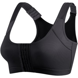 Dress Cici Black Front Hook Surgery Bra, Shapewear Non Padded Bra for Large Breast Asia Size M