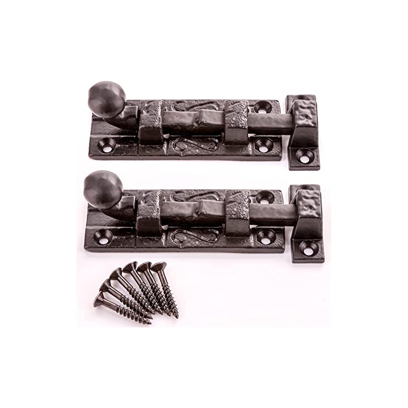 Antique Style 75mm Slide Bolt Locks for Doors Black Cast