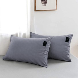 2 Pack Grounding Pillowcase with Cotton Silver Fiber, Conductivity Grounding Pillow Case for Better Sleep, Gray, 20x30 inch