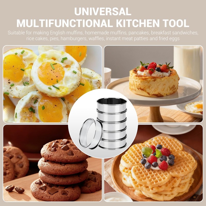 24 Packs Cookie Rings for Baking, 3 Inch English Muffin