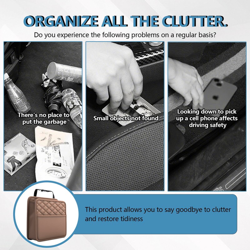 VBGURR Car Seat Organiser, Car Bin with Adjustable Buckle Strap,