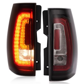 KUAFU C-Shape LED Tail Lights Compatible with 2007-2014 Chevy Suburban Tahoe GMC Yukon XL LED Taillights Rear Stop Brake Signal Lamps (Smoke Lens+Black Housing) Replacement for GM2800196, GM2801196