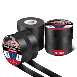 RED WOLF 10 Pcs Vinyl Electrical Tape 3/4"- 66Ft, UL CSA Listed PVC Electric Tape 7 Mil Thick Flame Retardant Strong Rubber Based Adhesive Tape Rated 600V for Electrical Automotive Application