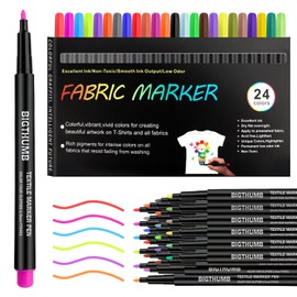 KUOFANY 24 Textile Pens Machine Washable, Textile Markers, Fabric Paint Pens, Textile Markers for Painting, Textile Paints for T-Shirts, Clothing, Fabric Bags, Hat