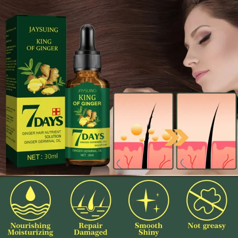 3 Unidades De Óleo De Cabelo Ginger King Nutre Os