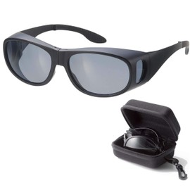 Megan 6725-11 Over Glasses, Goggles, Sunglasses, UV Protection, Polarized, Over Glasses (Folding, Storage, Portable, Semi-Hard Case, Included) Black