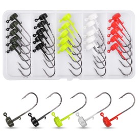 Ned Rig Mushroom Jig Heads Kit,25pcs Finesse Shroom Head Jig Hooks for Soft Bait Lures Bass Crappie Jig Heads Fishing Hooks for Freshwater Saltwater 1/10oz 1/8oz 1/6oz