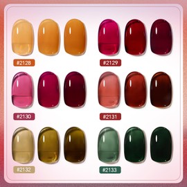 GAOY Wonder Color Gel Nail Polish, Jelly Red Green Brown Yellow Hot Pink Colors Sheer Gel Polish Kit for Salon Manicure and Nail Art DIY at Home