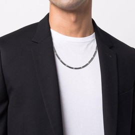 GAVU Stainless Steel Hematite Beaded Crystal Necklace for Men