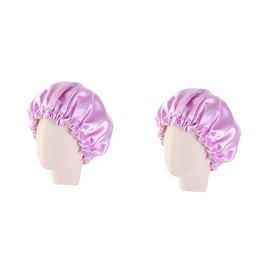 FRCOLOR Cap 2pcs Kids Shower Cap Head Cover Kids Silk Bonnet Night Cap Silk Sleep Cap African Headpiece Bath Purple,Purple Hood Hair Child