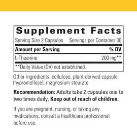 Integrative Therapeutics L-Theanine - L-Theanine to Support a Relaxed State* - Healthy Stress Response* - Vegan & Gluten-Free Amino Acid Supplement - 200 mg, 60 Capsules