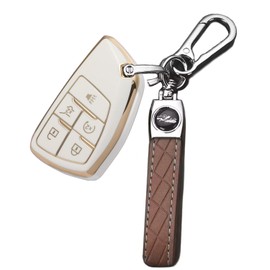 Key Fob Cover for Envision Sierra: Car Key Shell with Keychain Fit for 2021 2022 2023 Buick Envision GMC Sierra or Sierra Denali 1500 | White TPU RPKEY Remote Control Protector