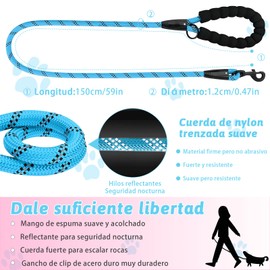 Funny toy Set de 2 Correas para Perro de 2 M con Mango Acolchado y Costuras Reflejantes para Perros, Correa Giratoria Resistente y Duradera Que no se Enreda, Apto para Perros Pequeños y Medianos