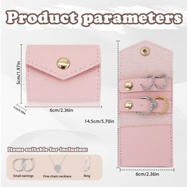 AfitLulu Mini Travel Jewelry Roll Bag with Buckle, Foldable Multifunctional Mini Travel Jewelry Case, Small Jewelry Bags Storing Earrings，Rings, Necklaces (Pink)